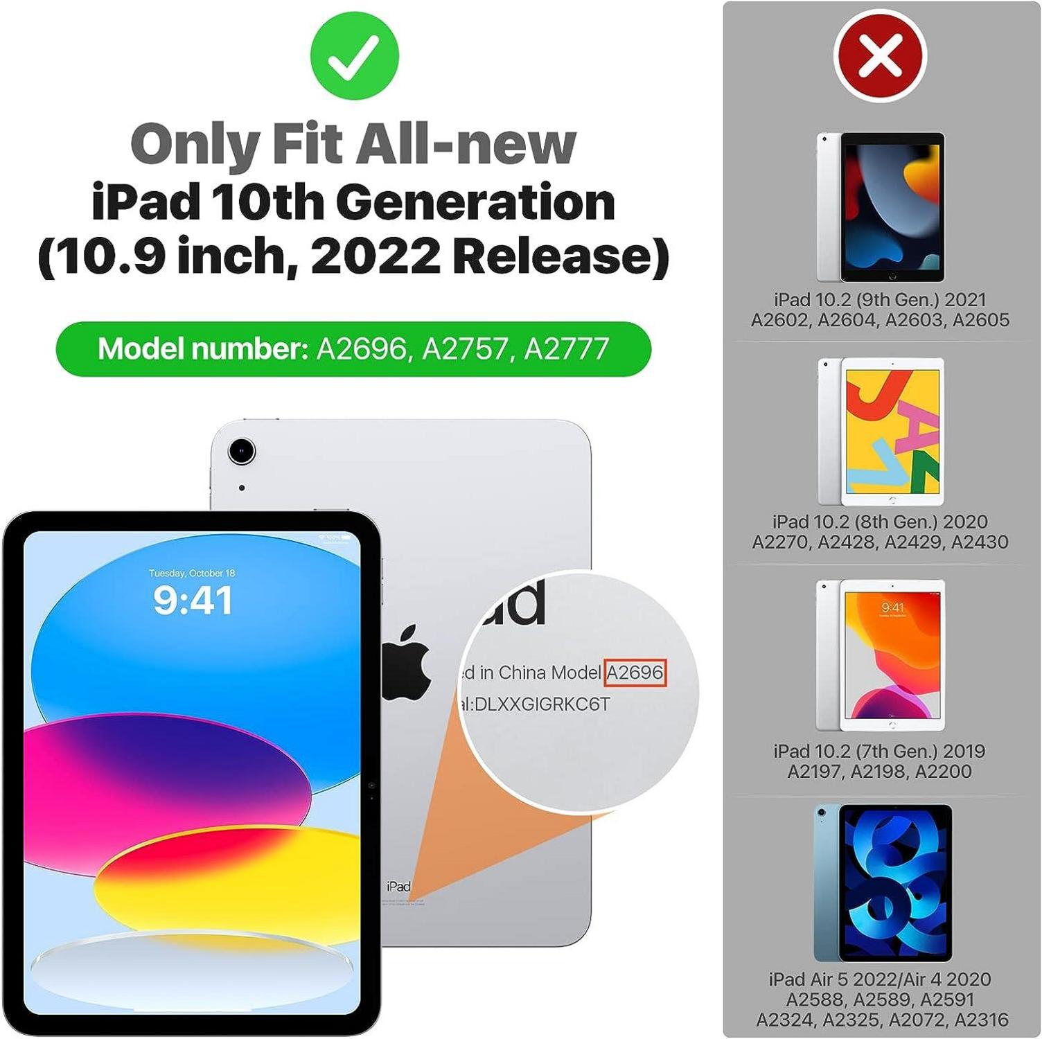MoKo iPad 10. Generation 2022 Hülle - Dünne PU Leder Tablet