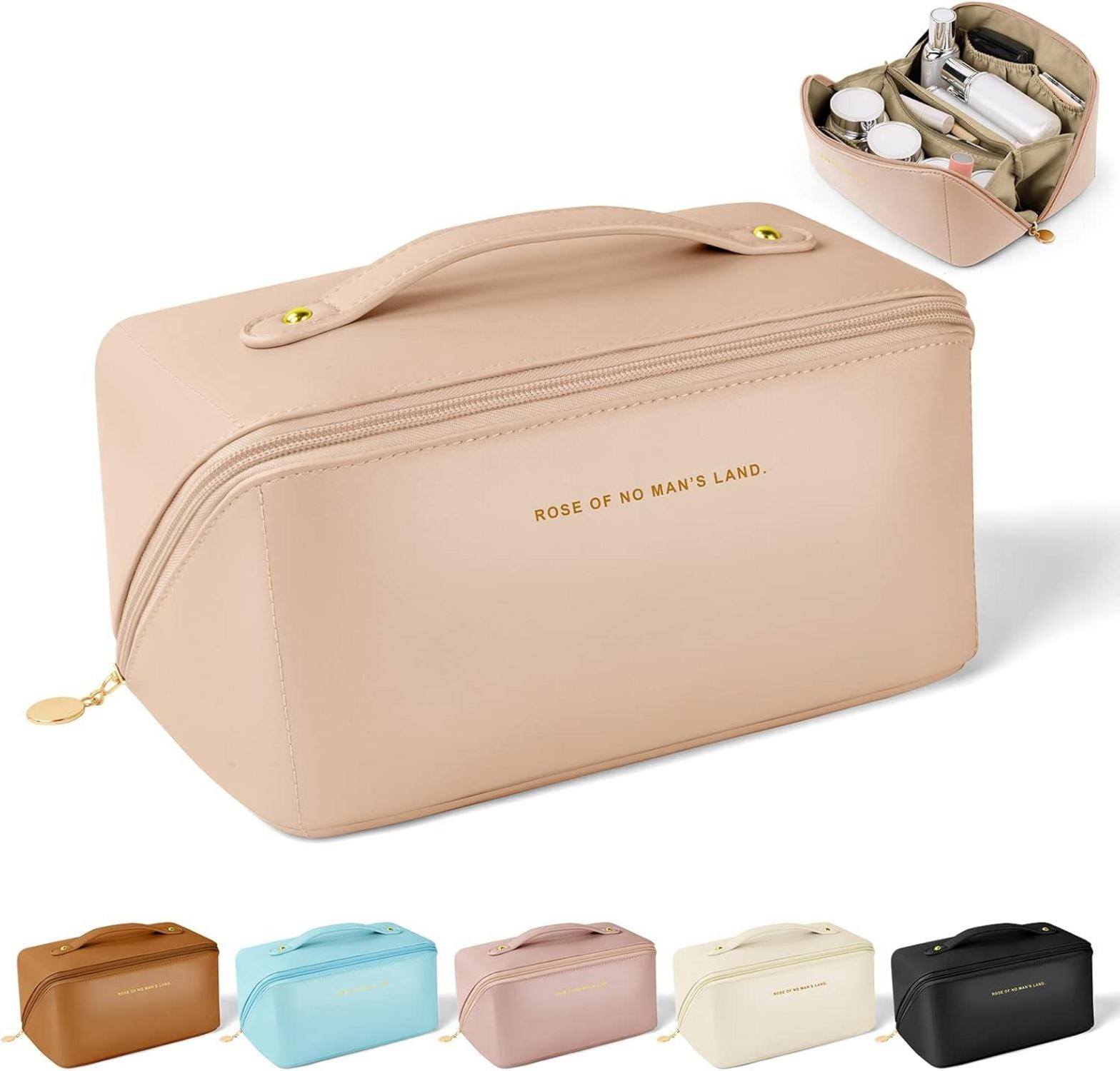 Aucuu Reise Kosmetiktasche: PU Leder Tragbar Make-up Tasche, Große Kapazität, Wasserdicht & Portable
