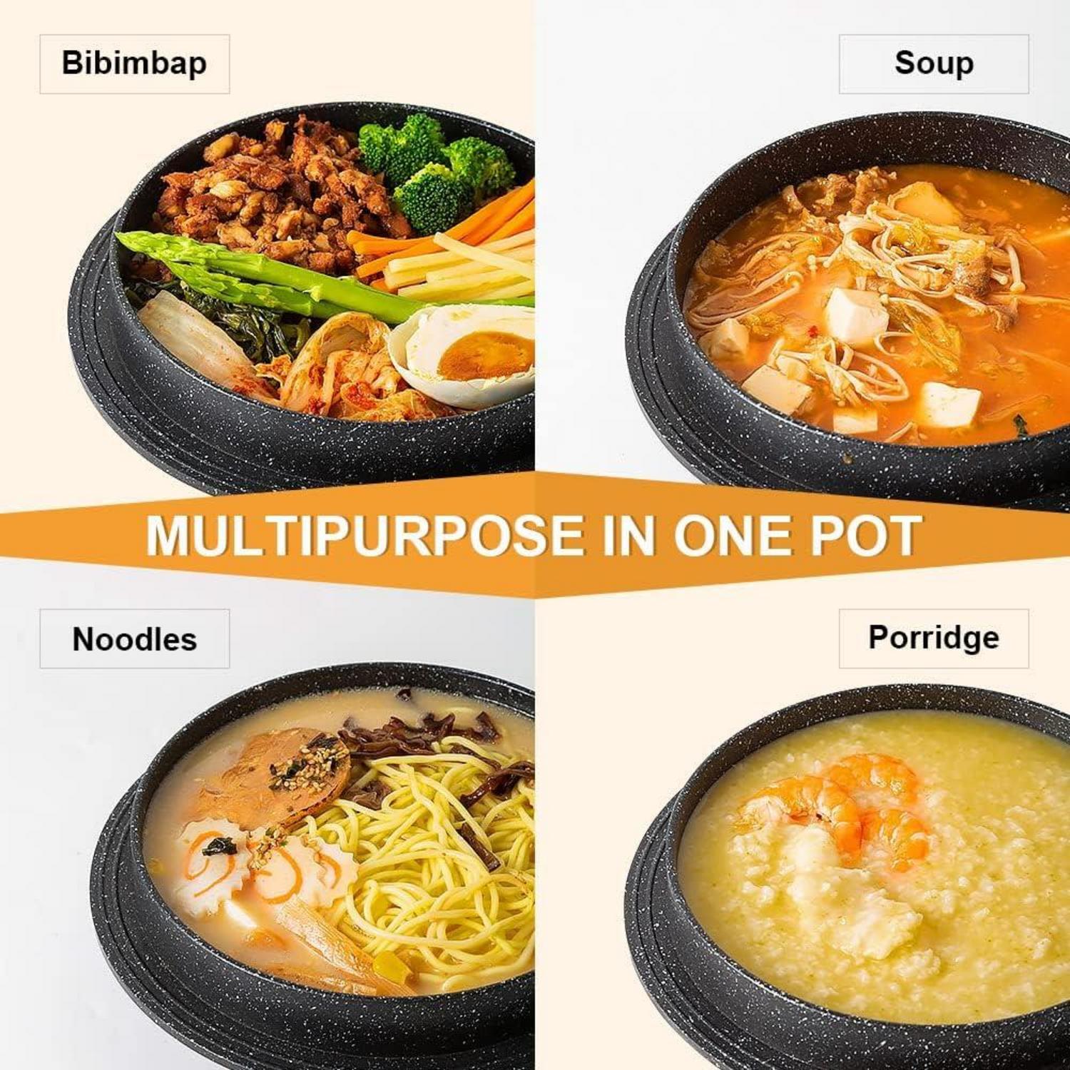 Koreanische Steinschale mit Deckel 20cm Dolsot Bibimbap Schale 2,3L