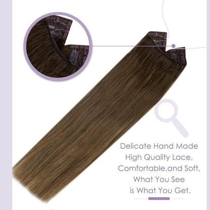 Echthaar Verlängerung Balayage Braun Ombre 35cm