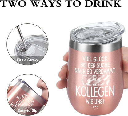 Abschiedsgeschenk Kollegen - Edelstahl Thermobecher 12oz 350ml Roségold