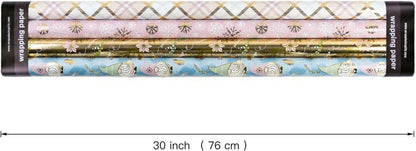 Weihnachtsgeschenkpapierrolle Gnome Elf Gold Lila 4 Rollen 76 cm x 305 cm