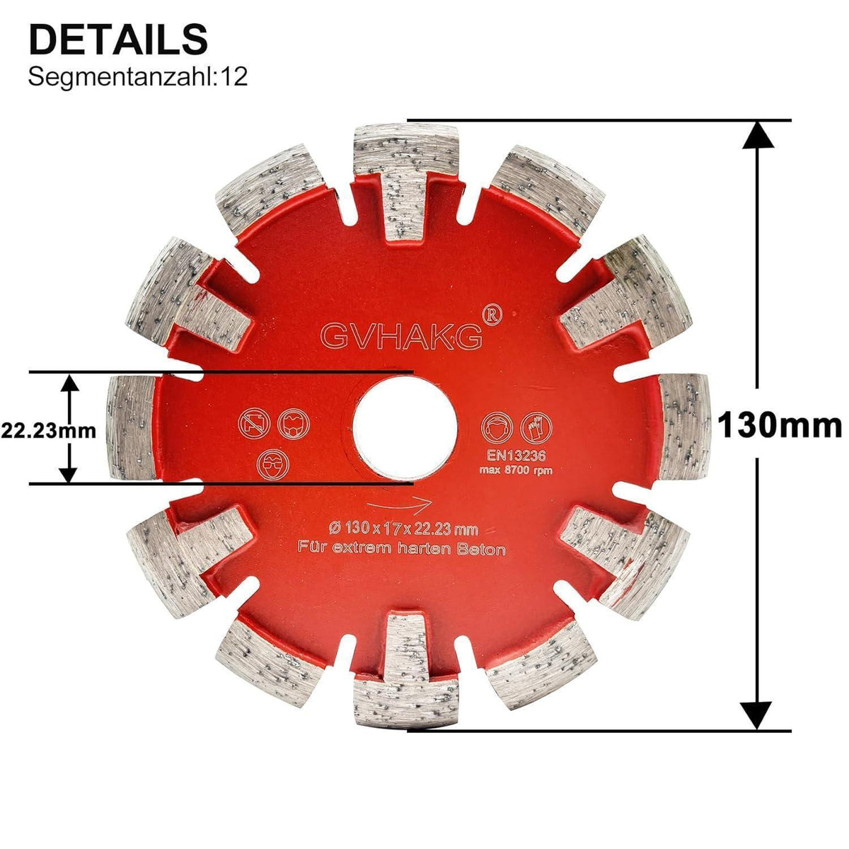 Diamant-Trennscheibe für Fußbodenheizung, Beton, 130mm