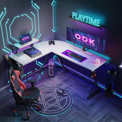 Moderne ODK Gaming Schreibtisch L Form mit Monitorständer