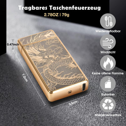 Elektrisches Lichtbogen Feuerzeug USB Aufladbar Winddicht Kerzen Küche Goldener