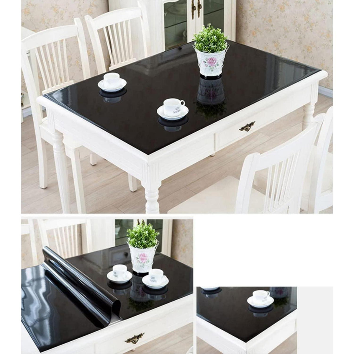 Wasserdichte PVC Tischdecke Schwarz 90x160 cm – Schutzfolie für Tisch