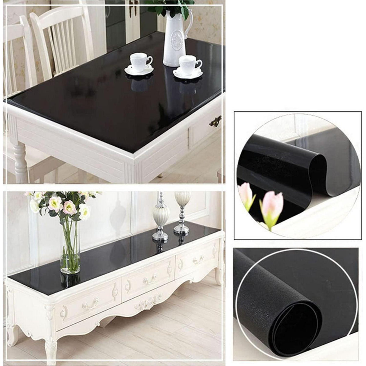 Wasserdichte PVC Tischdecke Schwarz 90x160 cm – Schutzfolie für Tisch