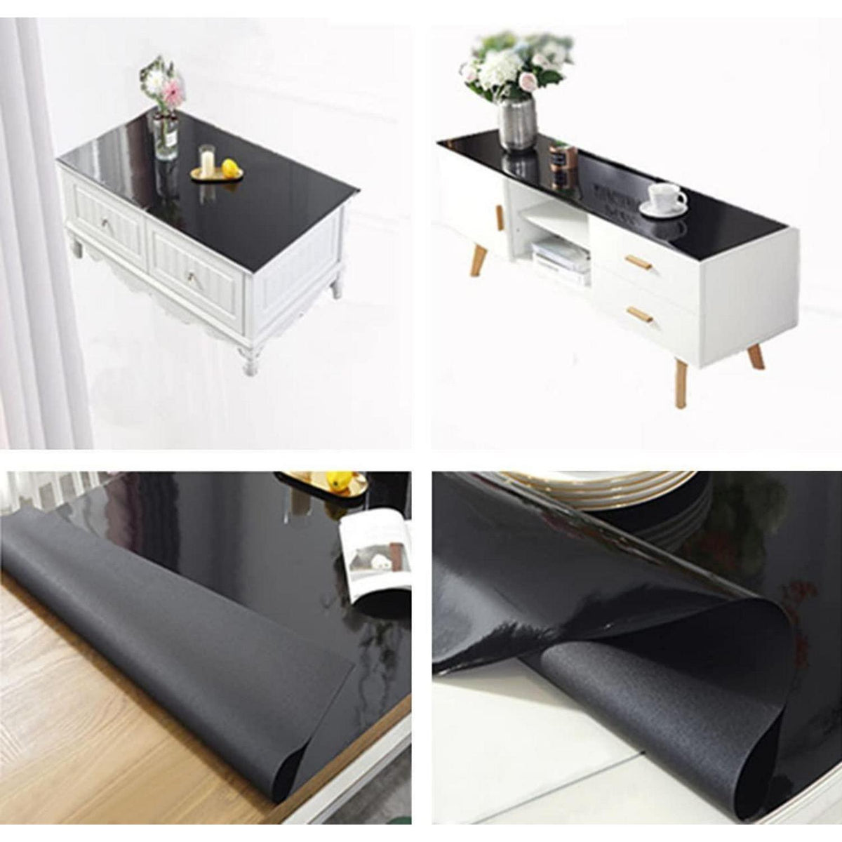 Wasserdichte PVC Tischdecke Schwarz 90x200 cm – Schutzfolie für Tisch