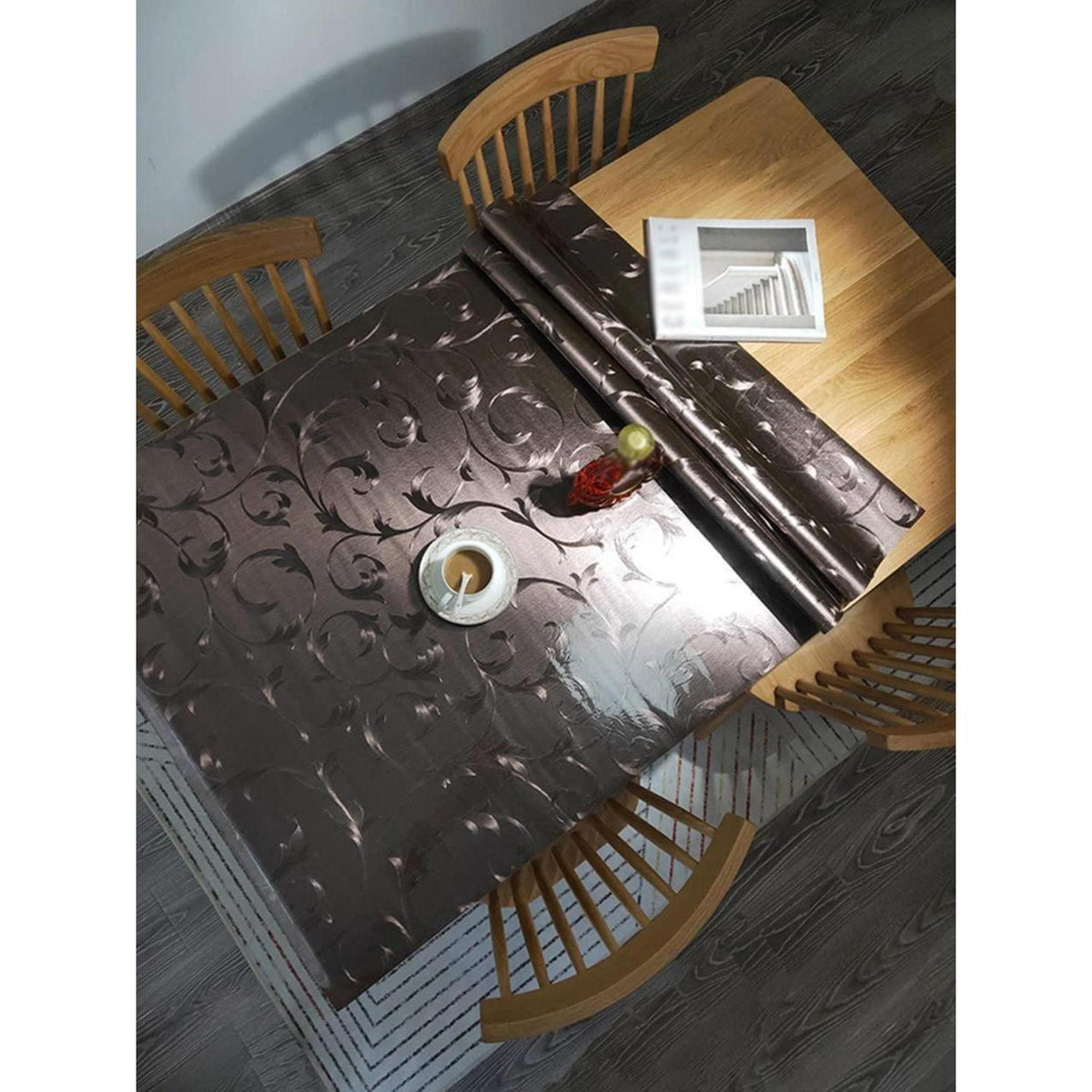 Wasserdichte PVC Tischdecke Braun 80x180 cm - Schutzfolie für Tisch