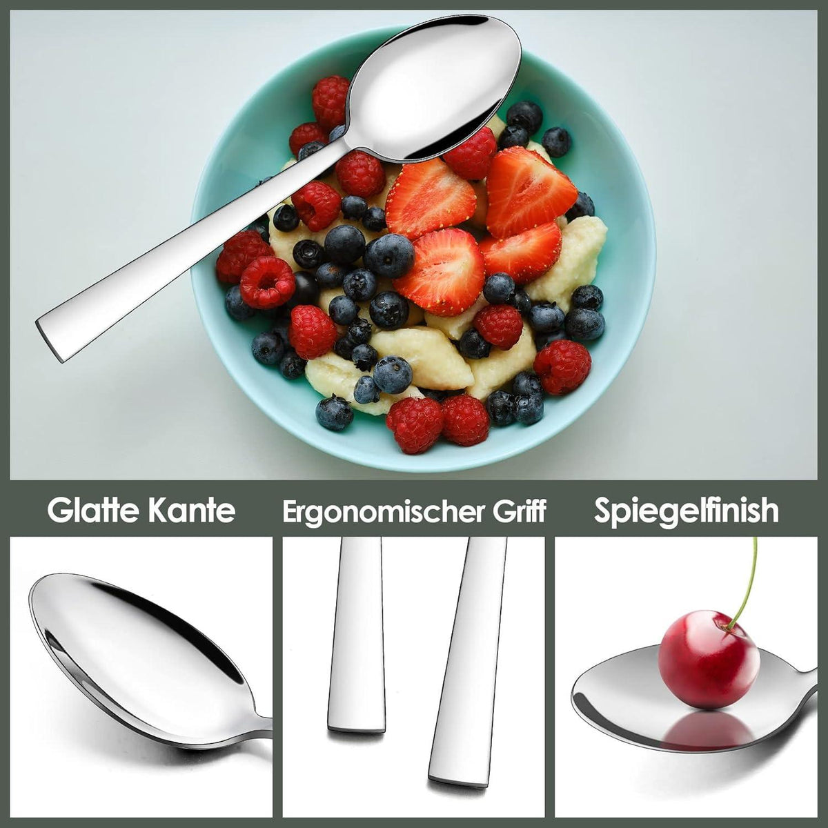 Edelstahl Suppenlöffel Set 12 Stück 20cm für Haus Restaurant Hotel