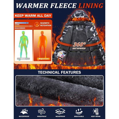 Herren Fleecejacke Winter Warm Gefüttert Skijacke Outdoor XXL