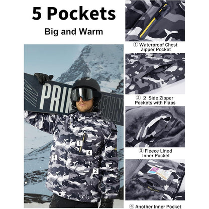 Herren Fleecejacke Winter Warm Gefüttert Skijacke Outdoor XXL