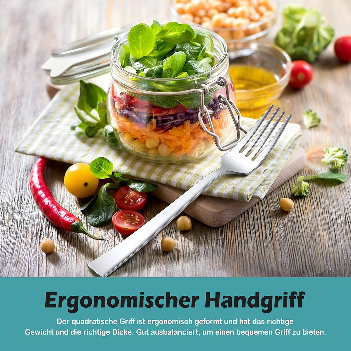 Herogo 12-tlg. Edelstahl Gabeln Set 20 cm Menügabeln Silber