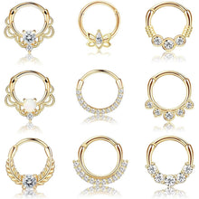Septum Piercing Set 9 Stück Chirurgenstahl Zirkonia 16G 10mm Gold