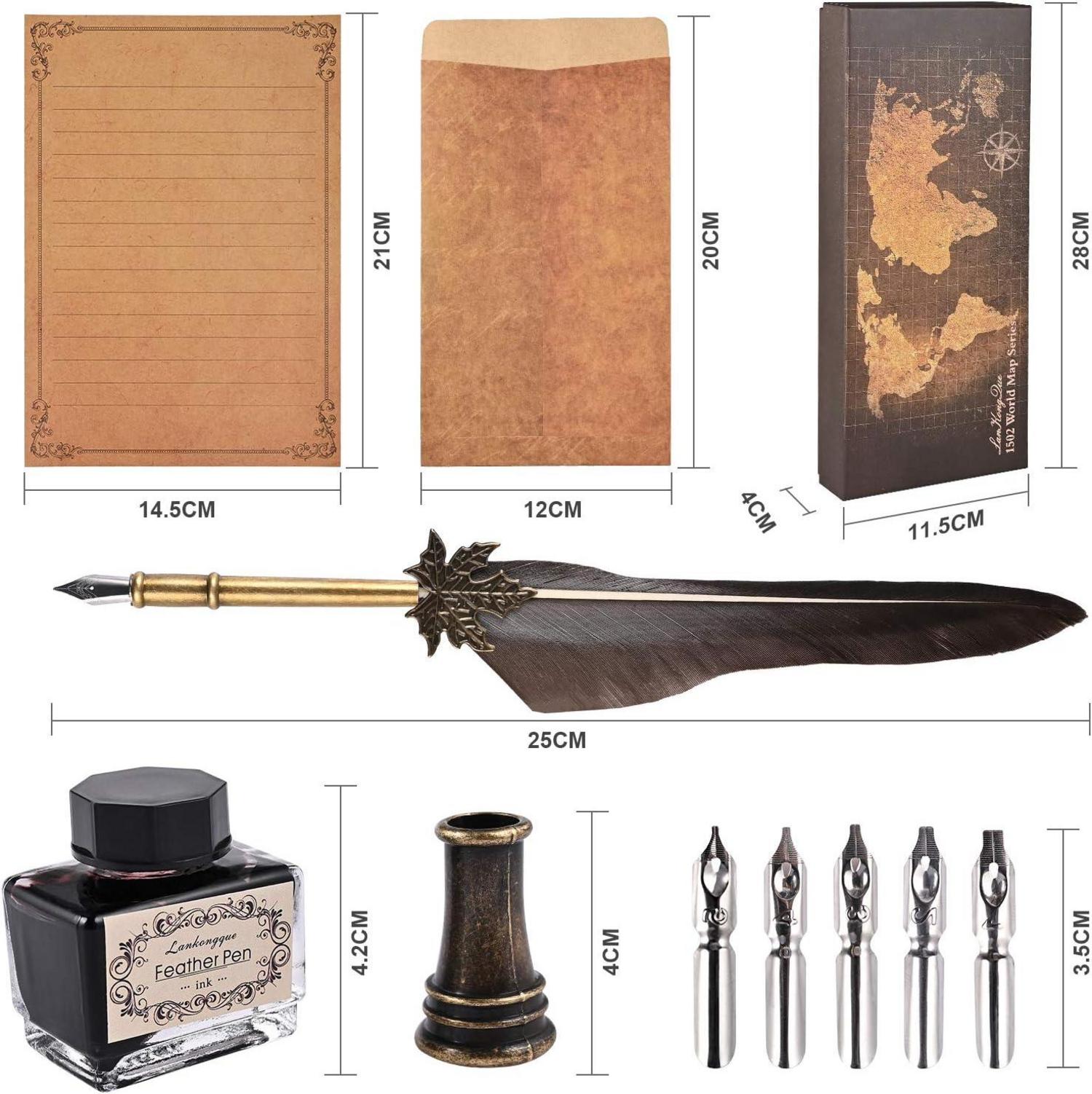 Vintage Kalligraphie Feder Set mit Ink, Schreibfeder