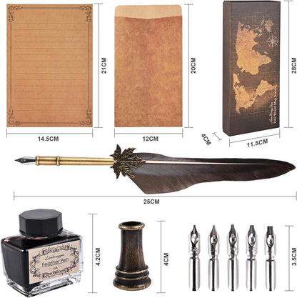 Vintage Kalligraphie Feder Set mit Ink, Schreibfeder