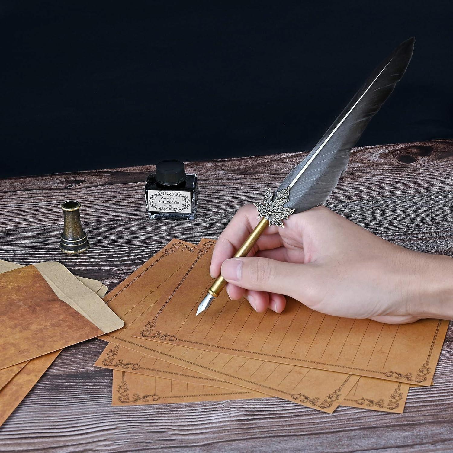 Kalligraphie Set Vintage Federkiel Dip Pen Schreibfeder Ink Geschenk