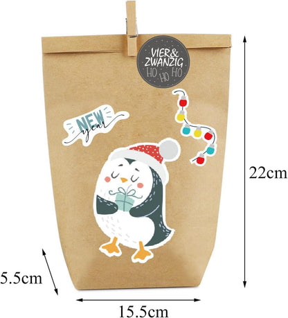 Adventskalender zum Selbstbefüllen Weihnachtstüten DIY Grau