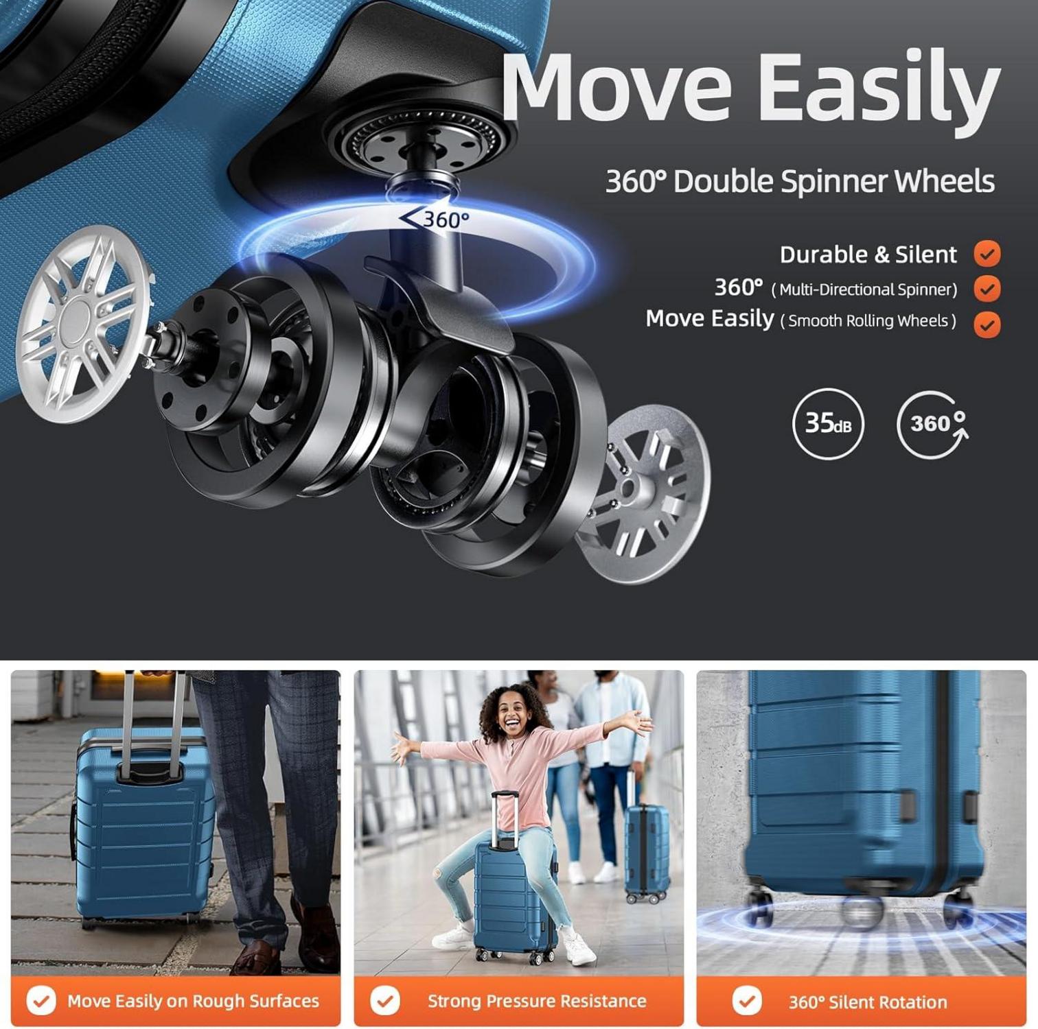 Kofferset 4tlg Hartschale Leicht ABS+PC TSA-Schloss Navy Blau