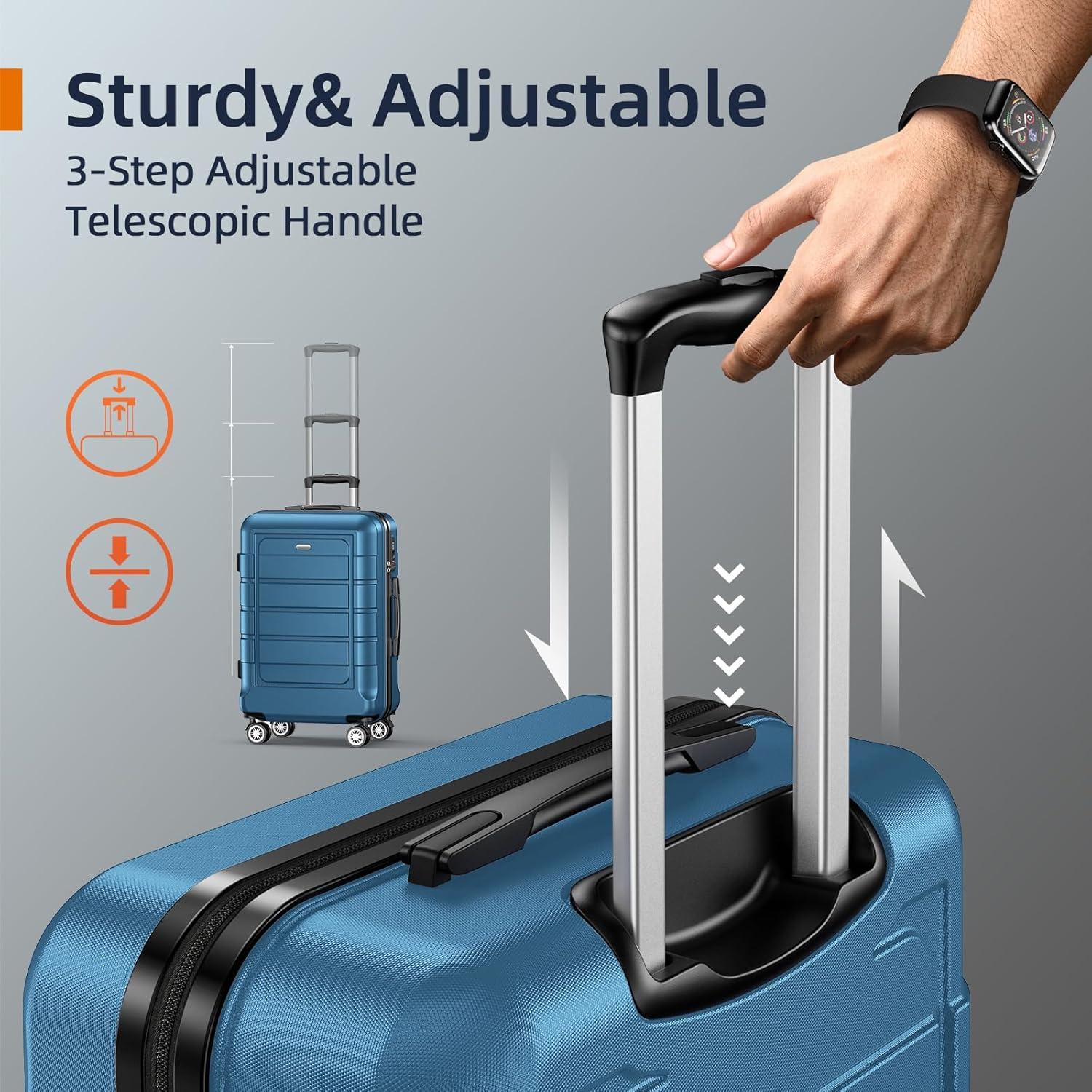 SHOWKOO Kofferset 4tlg Hartschale Leicht ABS+PC TSA Navy Blau