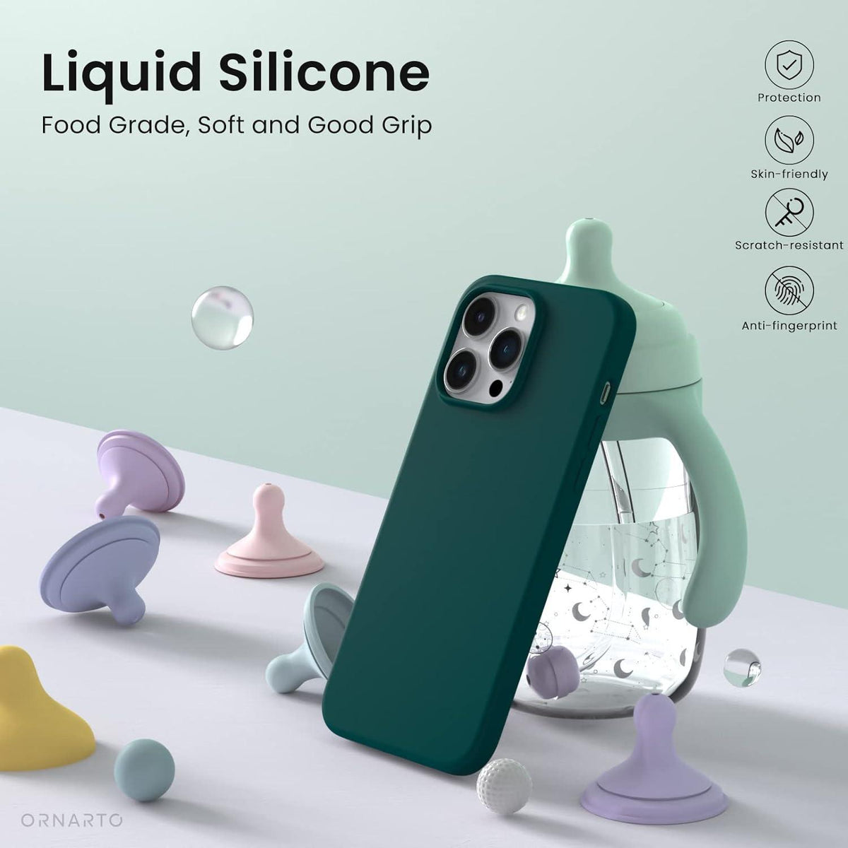 iPhone 14 Pro Hülle 6,1 Zoll, Silikon Case Voller Schutz Olivgrün