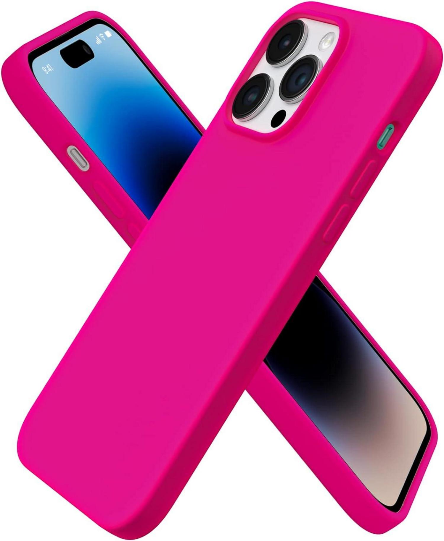 Silikonhülle für iPhone 14 Pro Max 6,7 Zoll Flüssig Rosa Schutz