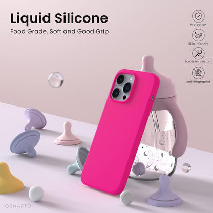 Silikonhülle für iPhone 14 Pro Max 6,7 Zoll Flüssig Rosa Schutz