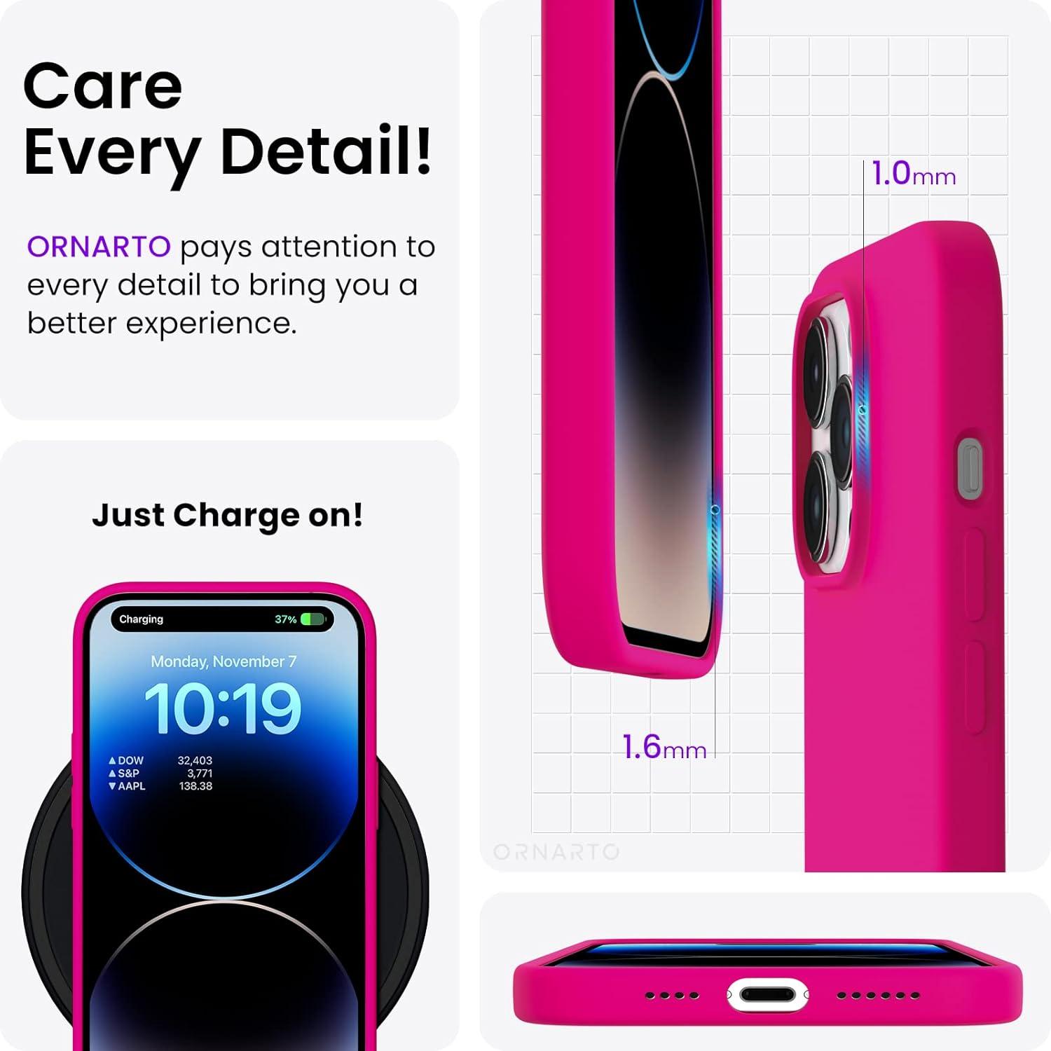 iPhone 14 Pro Max Silikon Hülle 6,7 Zoll Schutz Flüssig Leuchtend Rosa