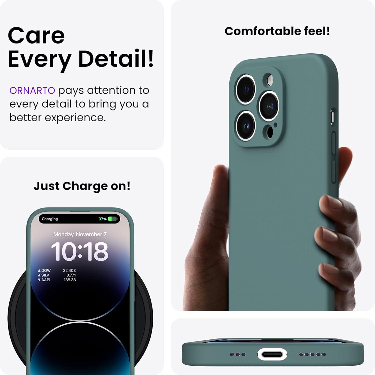 iPhone 14 Pro Hülle 6,1 Zoll 2022 mit Screen Schutzfolien Silikon Gel Piniengrün