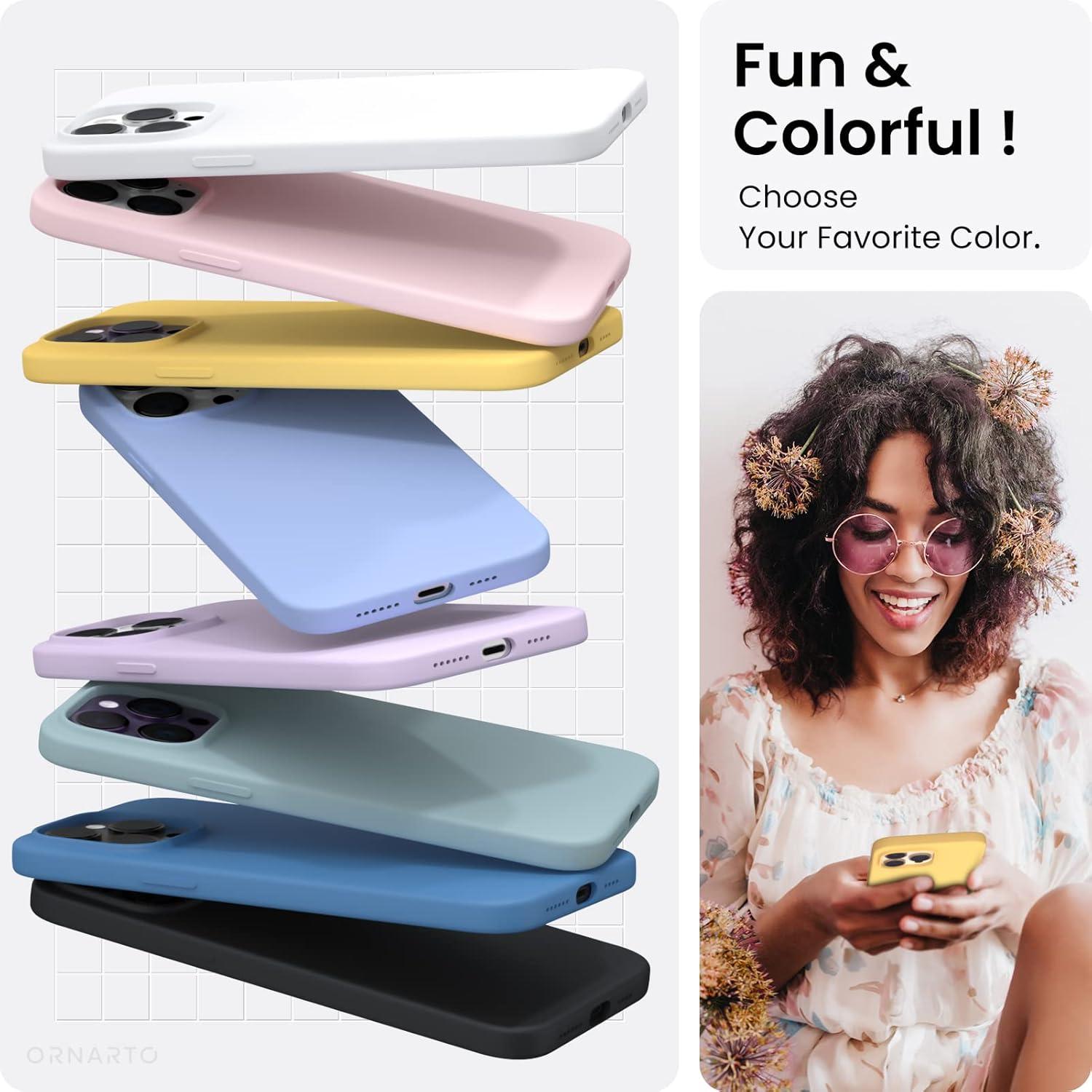 ORNARTO iPhone 14 Pro Max Hülle 6,7 Zoll 2022 Silikon Case Flüssig Silikon Vollschutz