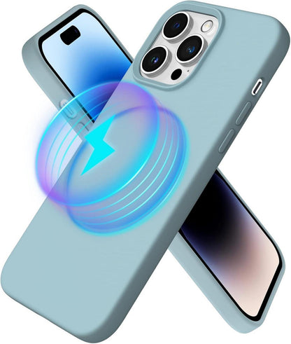 Magnetische Silikonhülle für iPhone 14 Pro Max 6,7 Zoll Mintgrün