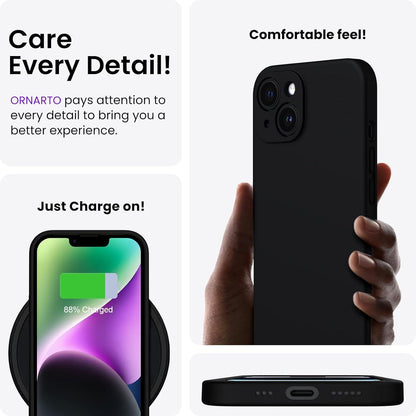 ORNARTO iPhone 14 Plus Hülle 6,7 Zoll 2022 Schwarz inkl. 2 Schutzfolien