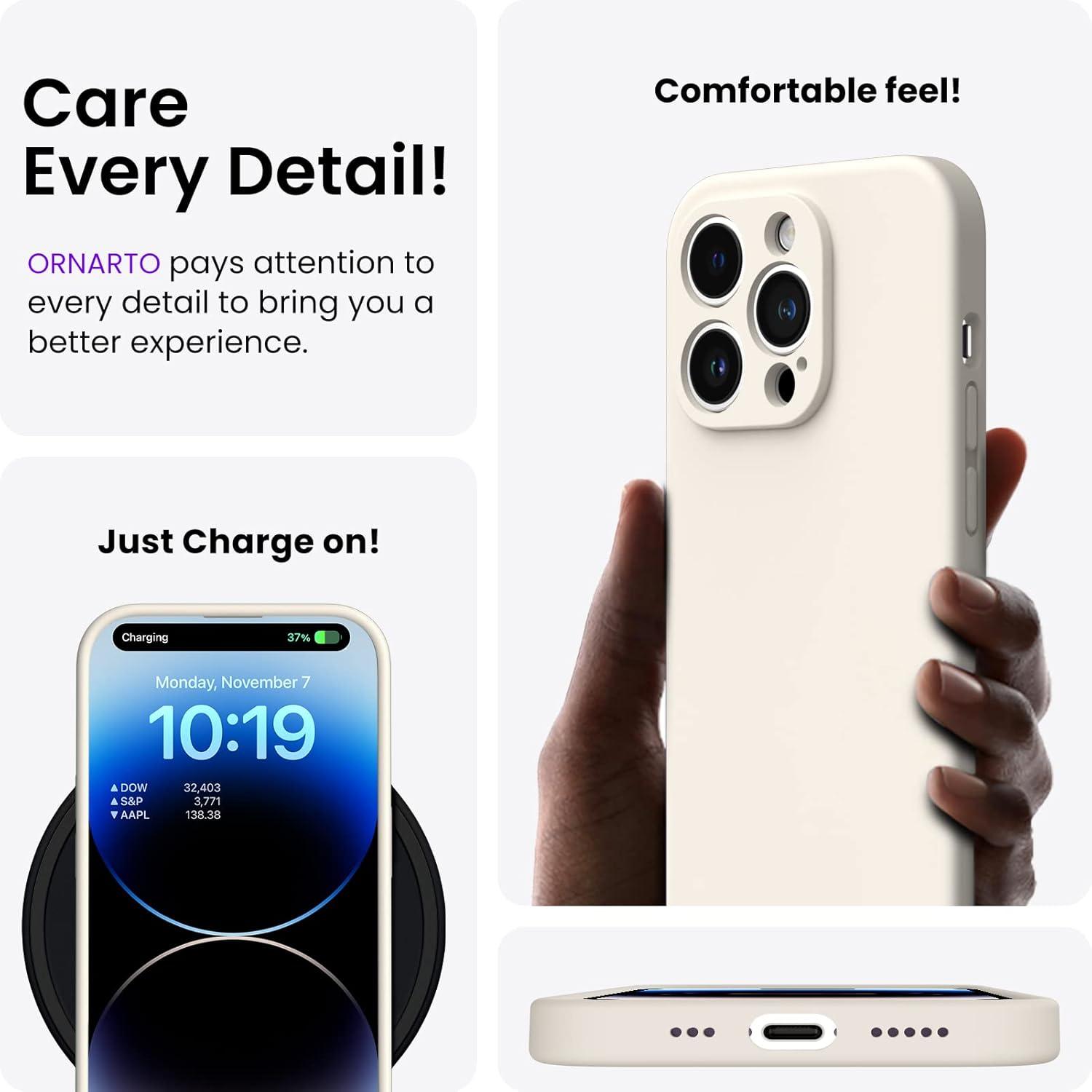 ORNARTO iPhone 14 Pro Hülle 6,1 Zoll mit 2 x Schutzfolie Silikon Gel Case Stoßfest