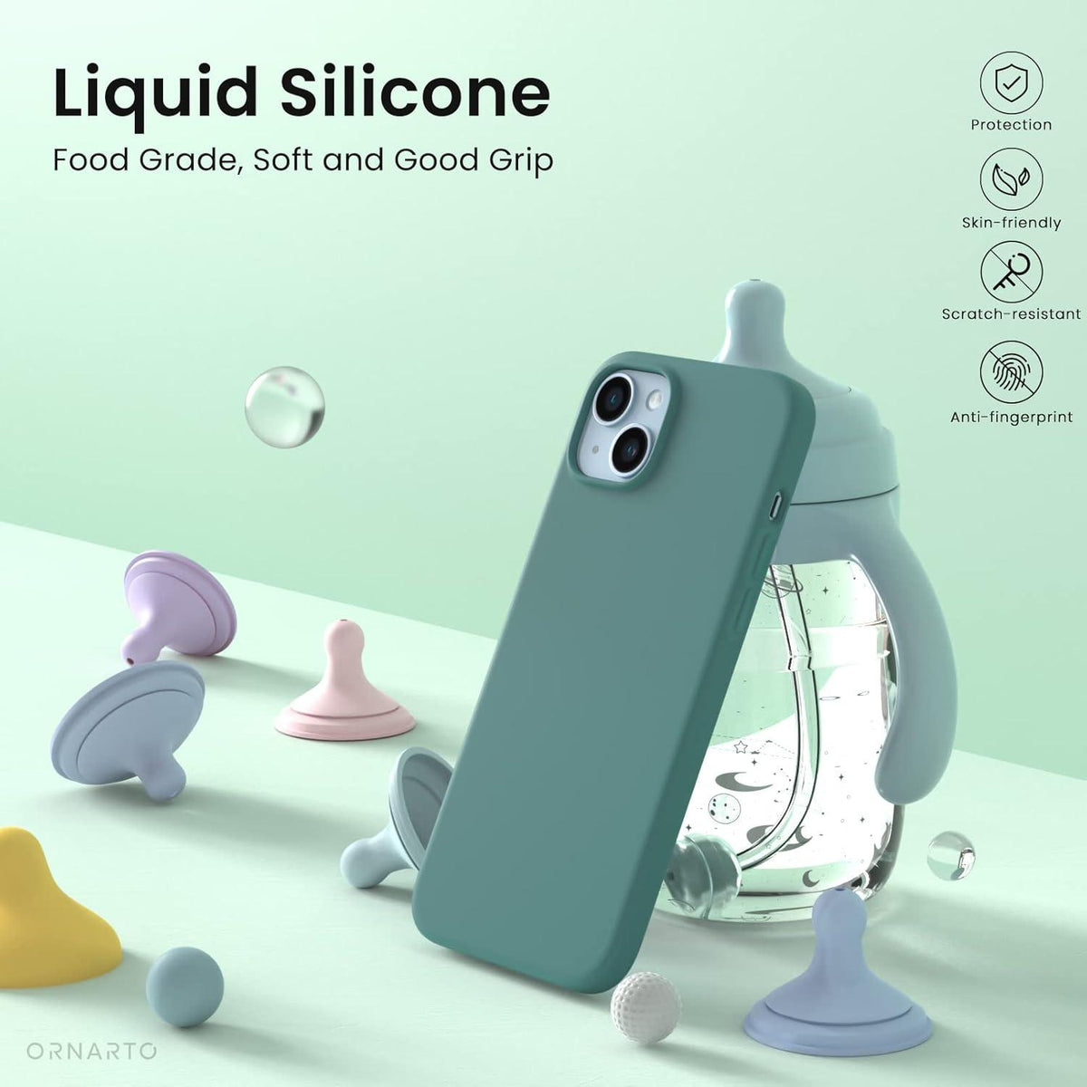 iPhone 14 Plus Silikonhülle Flüssig Piniengrün Schutz 6,7 Zoll
