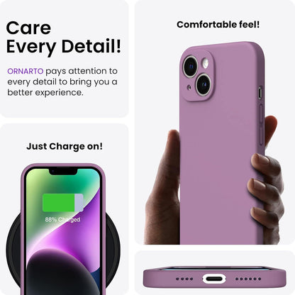 iPhone 14 Plus Hülle 6,7 Zoll Silikon Case Lila Flieder & 2x Schutzfolien