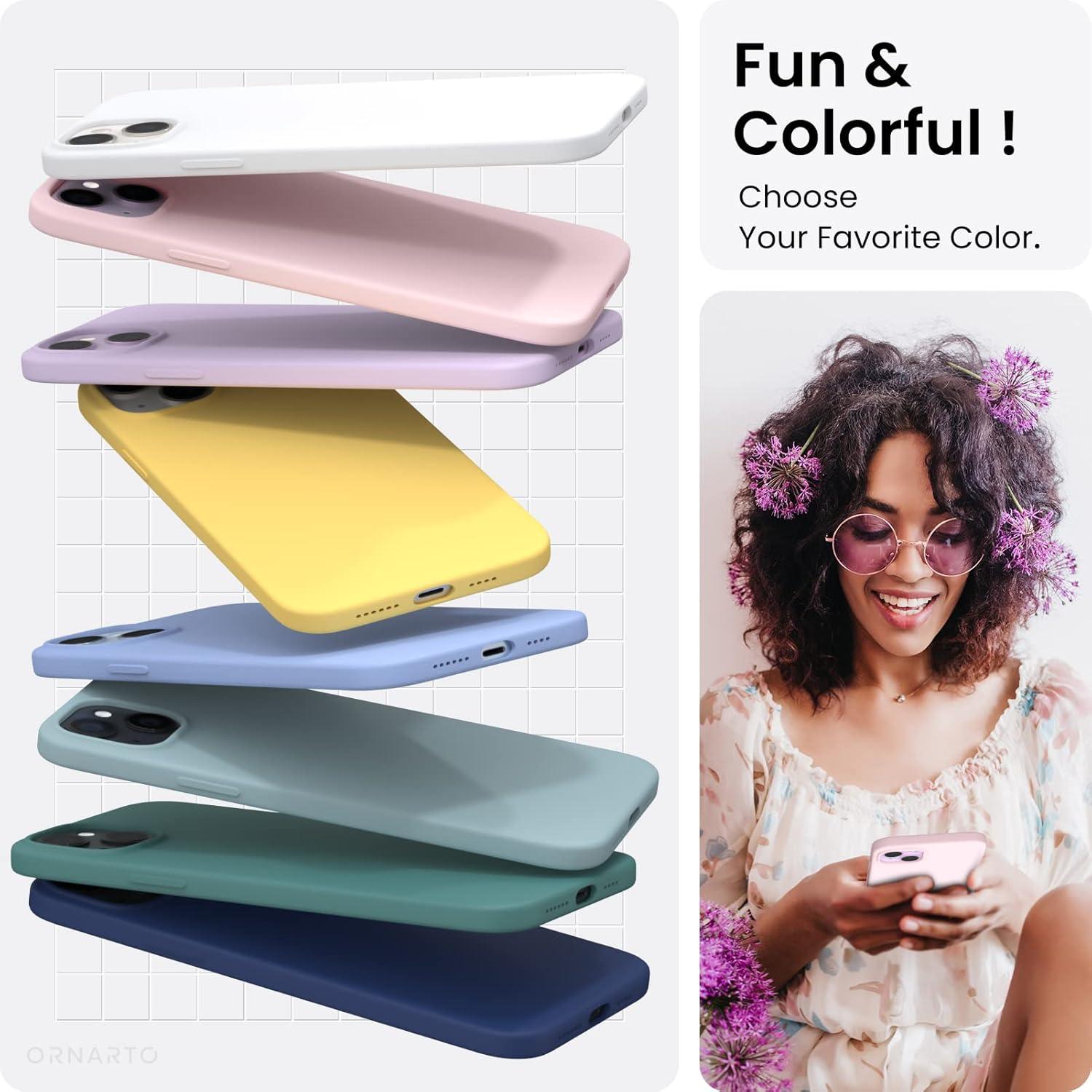 ORNARTO iPhone 14 Plus Hülle 6,7 Zoll 2022 Silikon Case Flüssig Schutz Kalkrosa