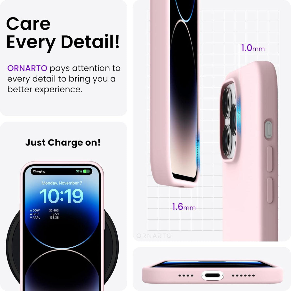 ORNARTO iPhone 14 Pro Max Hülle 6,7 Zoll Silikon Case Ultra Dünn Vollschutz