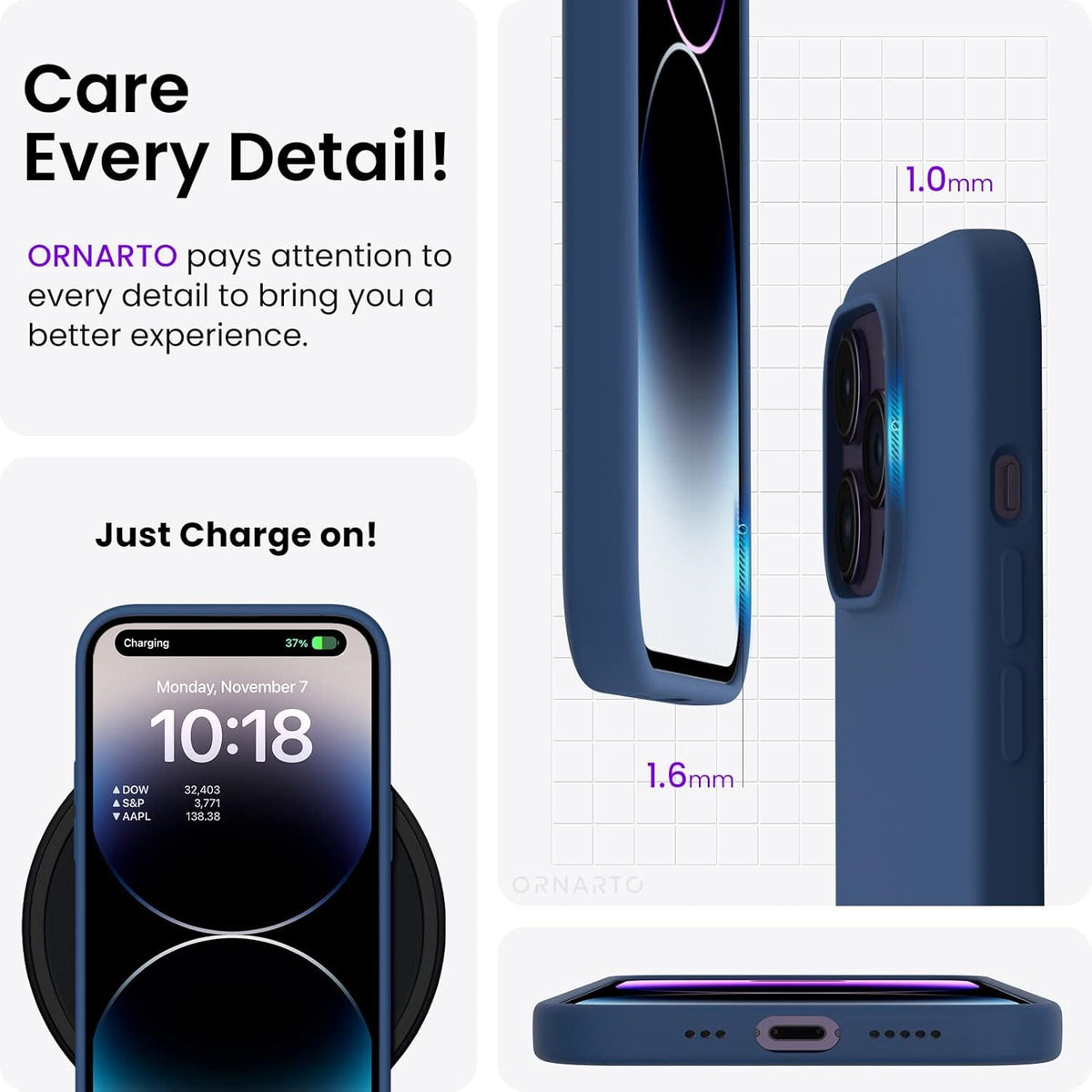 iPhone 14 Pro Hülle 6,1 Zoll Silikon Case Ultra Dünn Flüssig Sturmblau