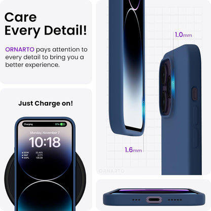 iPhone 14 Pro Hülle 6,1 Zoll Silikon Case Ultra Dünn Flüssig Sturmblau