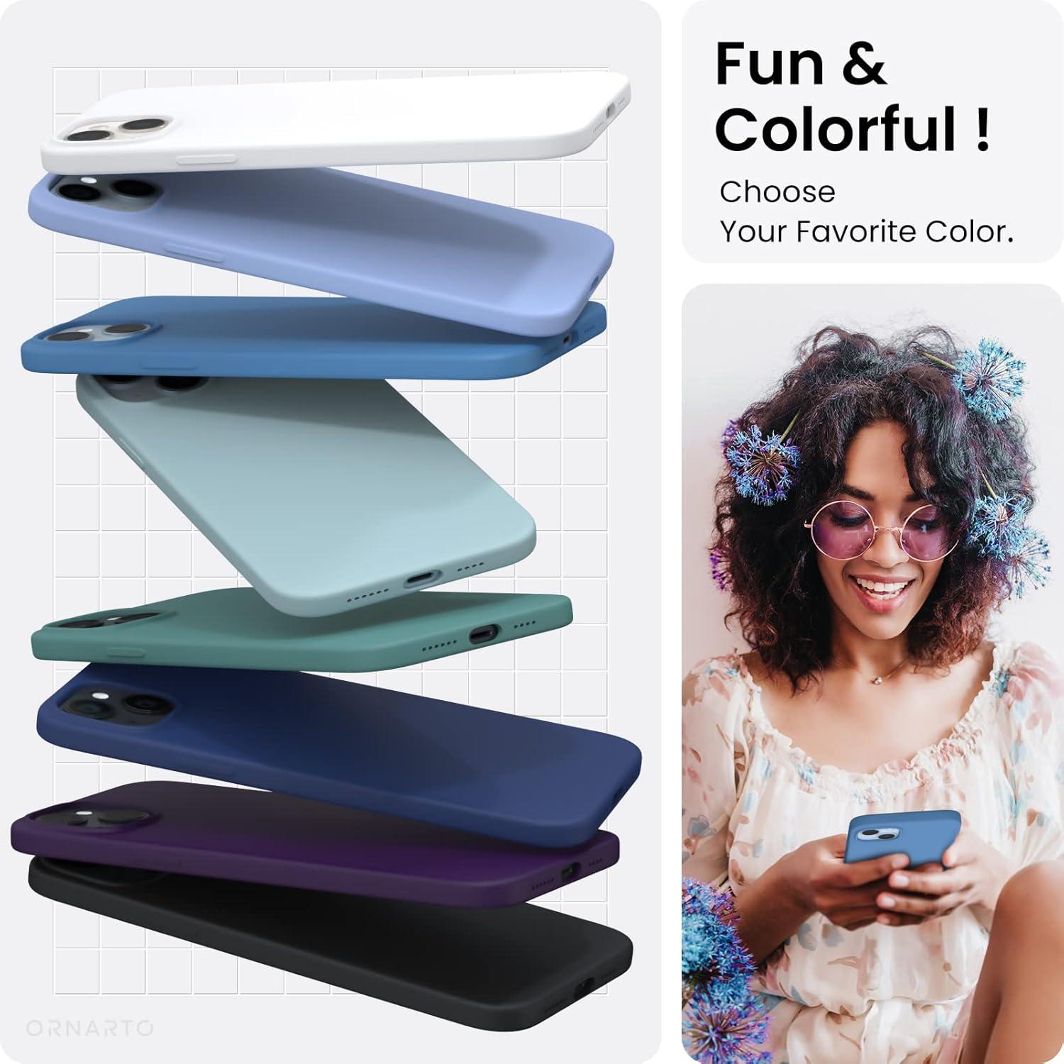 ORNARTO iPhone 14 Plus Hülle 6,7 Zoll 2022 Flüssig Silikon Blau