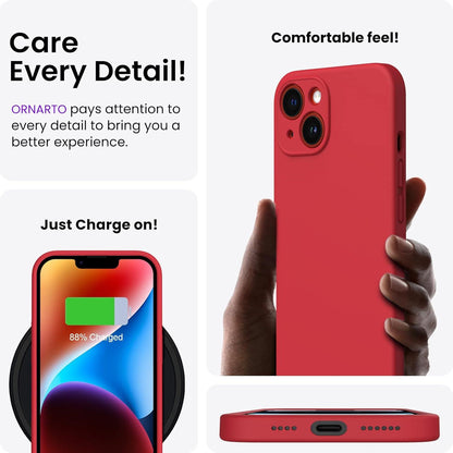 ORNARTO iPhone 14 Plus Hülle 6,7 Zoll 2022 mit 2 x Screen Schutzfolien Rot