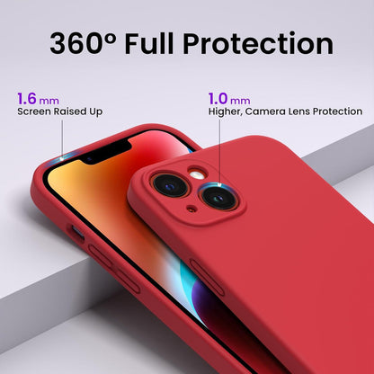 iPhone 14 Plus Hülle 6,7 Zoll 2022 Rot Silikon Case mit Schutzfolien