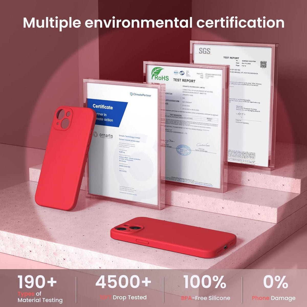 iPhone 14 Plus Hülle 6,7 Zoll 2022 Rot Silikon Case mit Schutzfolien