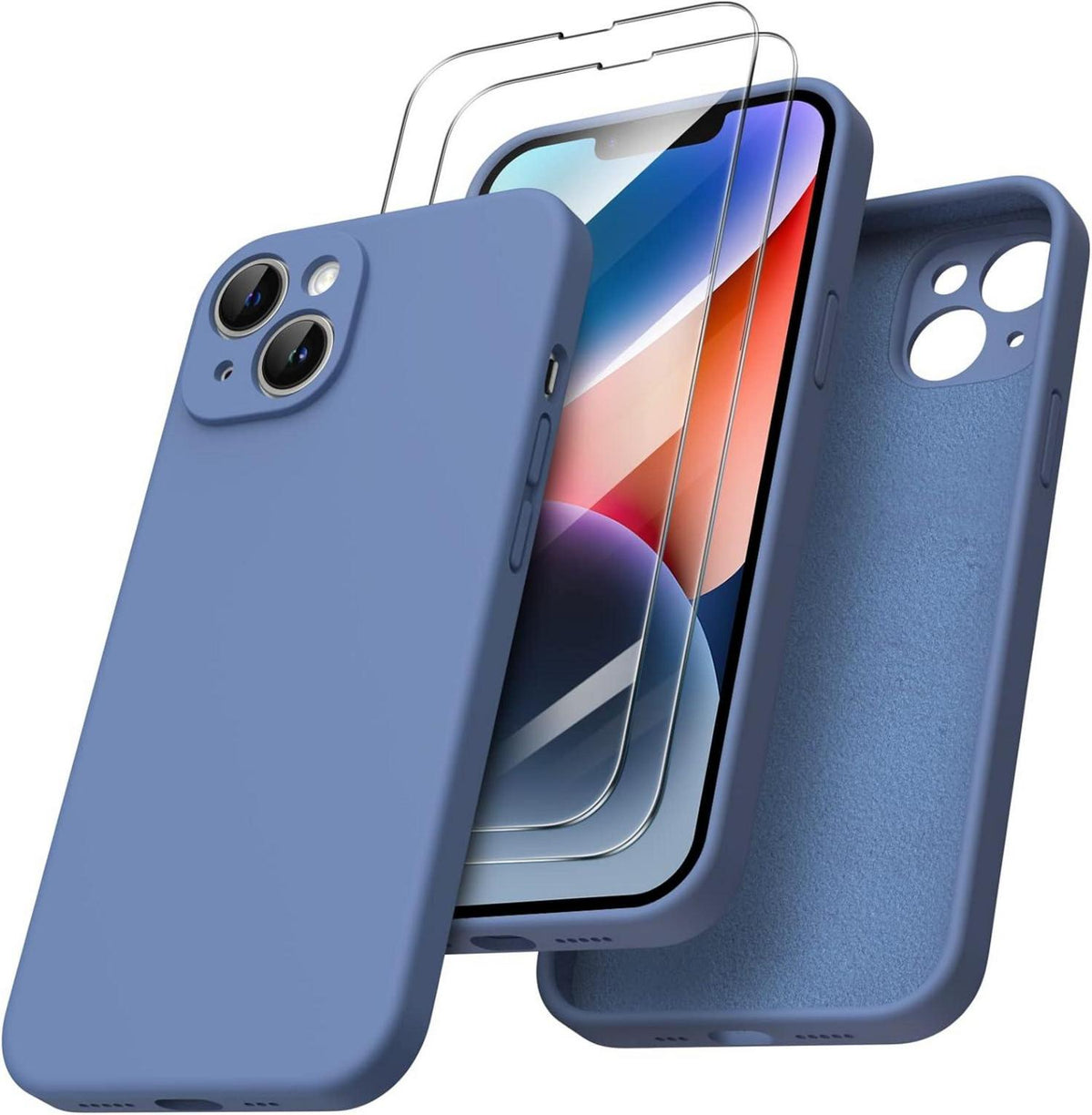 iPhone 14 Hülle 6,1 Zoll 2022 mit Silikon Case und Screen Schutzfolie