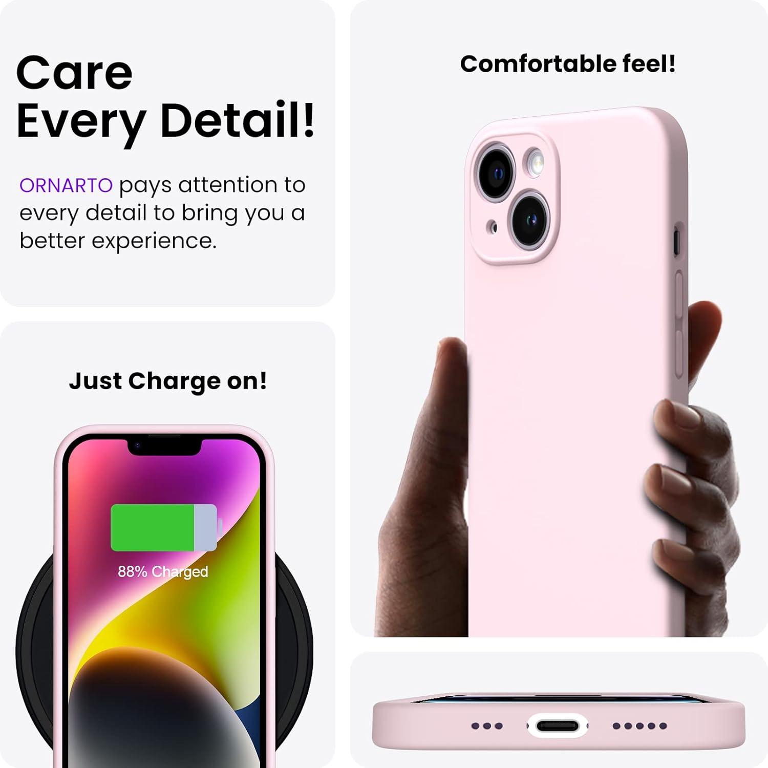 ORNARTO iPhone 14 Hülle 6,1 Zoll 2022 Rosa mit 2x Screen Schutzfolie