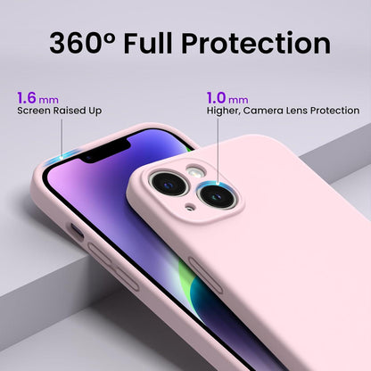 ORNARTO iPhone 14 Hülle 6,1 Zoll 2022 mit Schutzfolie Silikon Case - Rosa
