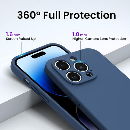 iPhone 14 Pro Hülle 6,1 Zoll 2022 Dunkelblau + 2x Schutzfolien & Silikon
