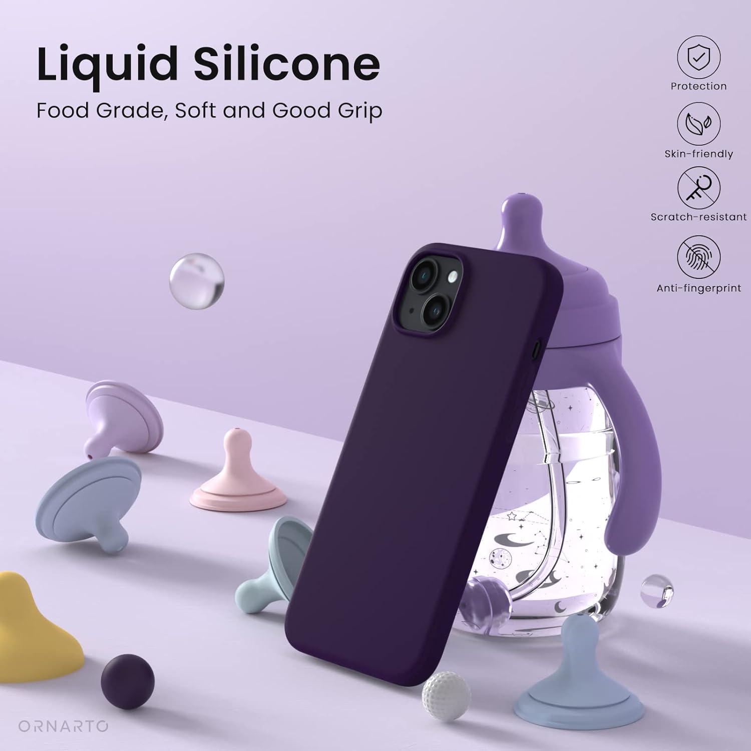 iPhone 14 Silikonhülle 6,1 Zoll Flüssig Schutz Holunder
