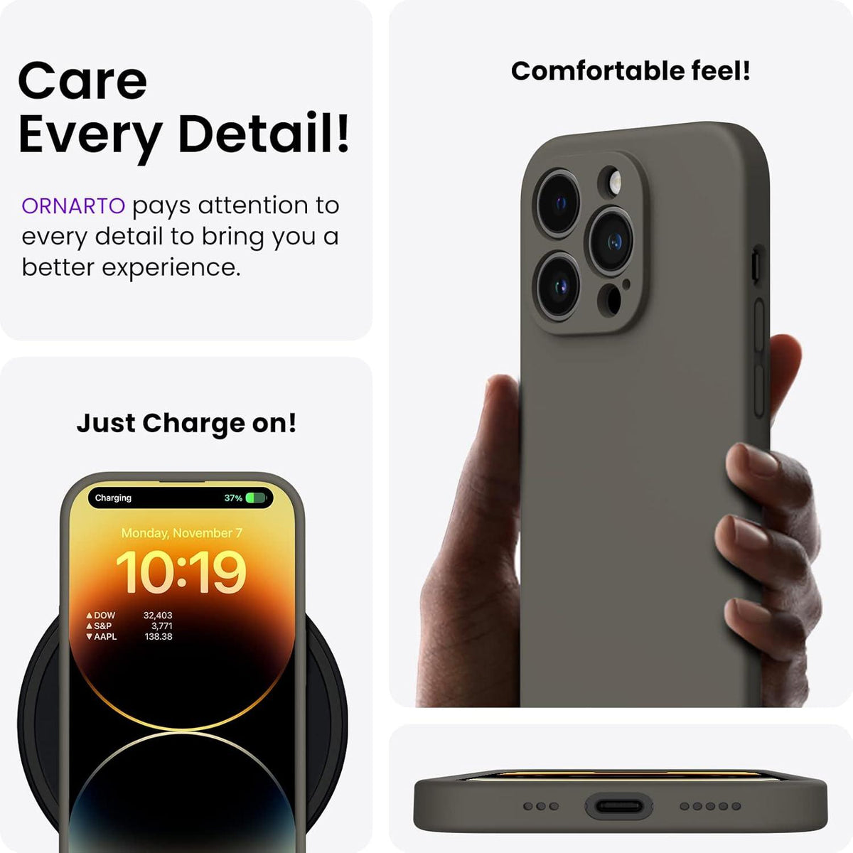 iPhone 14 Pro Hülle 6,1 Zoll 2022 mit Screen Schutzfolien Silikon Gel Rundumschutz Dunkelbraun