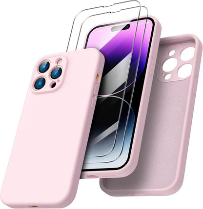 iPhone 14 Pro Max Hülle 6,7 Zoll mit 2x Schutzfolien Silikon Gel Case